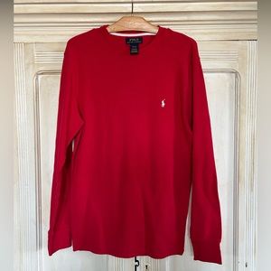 POLO RALPH LAUREN Waffle Knit Long Sleeve Crew Red Men’s Medium 100% Cotton